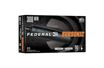 Image of Federal Fusion Tipped 308 Winchester 190 Grain Soft Point Brass Rifle Ammo, 20 Rounds, F308TF3SUB