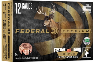 Image of Federal Vital Shok 12 Gauge 275 Grain 2.75 in Freight Train Copper Sabot Slug Ammo, 5 Rounds, P152 FT