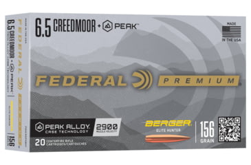 Image of Federal Elite Hunter 6.5 Creedmoor 156 grain Federal Premium Berger Peak Alloy Cased Rifle Ammunition
