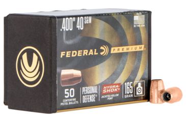 Image of Federal Premium PB40HS165 Hydra-Shok Component 10mm/40 S&amp;W .400 165 GR Jacketed Hollow