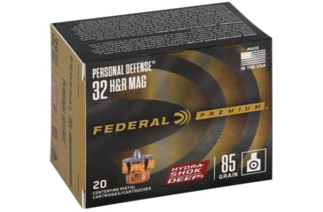 Image of Federal Personal Defense 32 H&amp;R Mag 85 Grain Hydra-Shok Deep JHP Brass Pistol Ammo, 20 Rounds, P32HRHSD1
