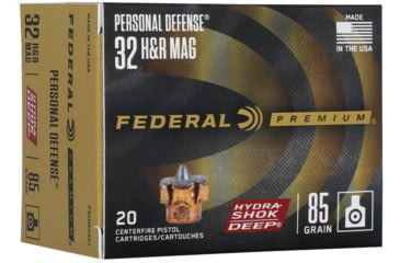 Image of Federal Personal Defense 32 H&amp;R Mag 85 Grain Hydra-Shok Deep JHP Brass Pistol Ammo, 20 Rounds, P32HRHSD1