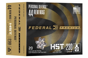 Image of Federal Personal Defense HST 44 Rem Mag 230 Grain HST JHP Brass Pistol Ammo. 20 Rounds, P44HST1S
