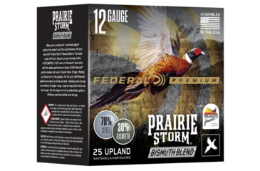 Image of Federal Prairie Storm Bismuth Blend 12 Gauge 1 1/4oz 3in Shotgun Amm, 3 &amp; 4 Shot, 25 Rounds, PFBX142 34