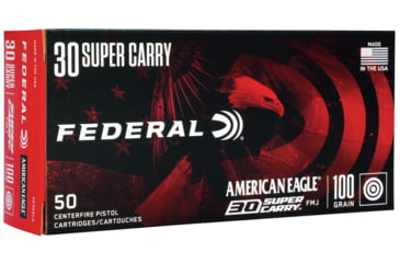 Image of Federal Premium .30 Super Carry 100 Grain Full Metal Jacket Brass Cased Centerfire Pistol Ammo, 50 Rounds, AE30SCA
