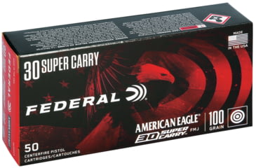 Image of Federal Premium .30 Super Carry 100 Grain Full Metal Jacket Brass Cased Centerfire Pistol Ammo, 50 Rounds, AE30SCA