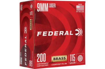 Image of Federal Premium 40 S&amp;W 180 Grain FMJ Champion Loose Pack Brass Centerfire Pistol Ammo, 400 Rounds, C40180A400