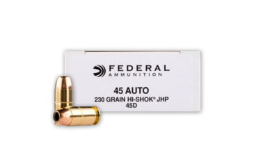Image of Federal .45 Auto 230 Grain Hi-Shok Jacketed Hollow Point Brass Cased Pistol Ammo, 1000 Rounds, 45D