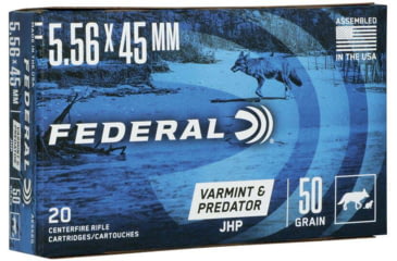 Image of Federal Premium American Eagle 5.56x45mm NATO 55 Grain Jacketed Hollow Point Brass Cased Centerfire Rifle Ammo, 20 Rounds, AE556G