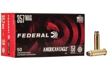 Image of Federal Premium American Eagle 357 Magnum 158 Grain Jacketed Soft Point Brass Centerfire Pistol Ammo, 50 Rounds, AE357A
