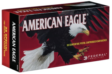 Image of Federal Premium American Eagle 38 Special 158 Grain Lead Round Nose Brass Cased Centerfire Pistol Ammo, 50 Rounds, AE38B