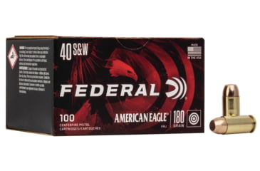 Image of Federal Premium Brass Centerfire Ammo .40 S&amp;W 180 Grain Full Metal Jacket Brass Centerfire Pistol Ammo, 100 Rounds, AE40R100