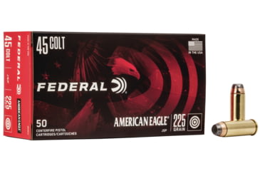 Image of Federal Premium American Eagle 45 Colt 225 Grain Jacketed Soft Point Brass Cased Centerfire Pistol Ammo, 50 Rounds, AE45LC