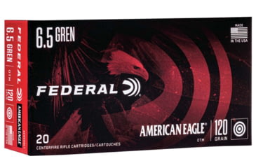 Image of Federal Premium American Eagle Rifle 6.5 Grendel 120 Grain Open Tip Match Brass Centerfire Rifle Ammo, 20 Rounds, AE65GDL1