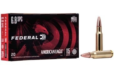 Image of Federal Premium American Eagle Rifle 6.8 SPC 115 Grain Total Metal Jacket Brass Cased Centerfire Rifle Ammo, 20 Rounds, AE68A