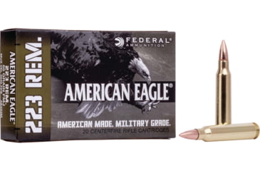 Image of Federal Premium American Eagle Rifle Ammo, .223 Remington, Full Metal Jacket Boat Tail, 55 grain, 1020 ft/s, 20 Rounds, AE223M