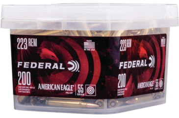 Image of Federal Premium American Eagle Rifle Ammo, .223 Remington, Full Metal Jacket Boat Tail, 55 grain, 200 Rounds, AE223BUK1