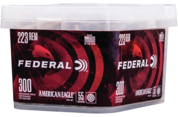 Image of Federal Premium American Eagle Rifle Ammo, .223 Remington, Full Metal Jacket Boat Tail, 55 grain, 300 Rounds, AE223BUK