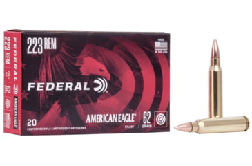 Image of Federal Premium American Eagle Rifle 223 Rem 62 Grain Full Metal Jacket Boat Tail Brass Cased Centerfire Rifle Ammo, 20 Rounds, AE223N
