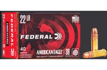 Image of Federal Premium American Eagle Rimfire .22 Long Rifle 38 Grain Jacketed Hollow Point Rimfire Ammo, 40 Rounds, AE 22