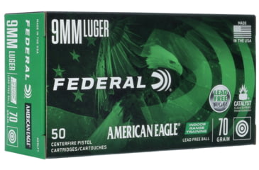Image of Federal Premium Centerfire Handgun Ammunition 9 mm Luger 70 grain Lead-Free Ball Centerfire Pistol Ammo, 50 Rounds, AE9LF1