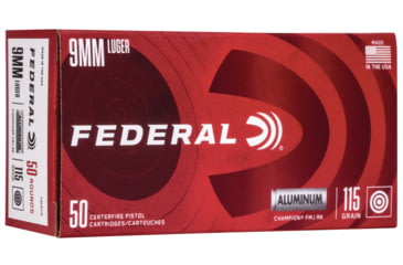 Image of Federal Premium Champion Aluminum Pistol Ammo, 9 mm Luger, Full Metal Jacket, 115 grain, 50 Rounds, CAL9115
