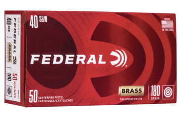 Image of Federal Premium Brass Centerfire .40 S&amp;W 180 grain Full Metal Jacket Brass Centerfire Pistol Ammo, 50 Rounds, WM5223