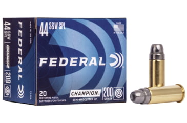 Image of Federal Premium Champion Training 44 Special 200 Grain Semi-Wadcutter Hollow Point Brass Cased Centerfire Pistol Ammo, 20 Rounds, C44SA