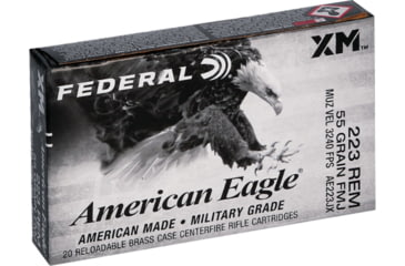 Image of Federal Premium Federal Premium, .223 Remington, 55 Grain, Full Metal Jacket Boat Tail, Brass, Centerfire Rifle Ammo, 100 Rounds, AE223BLX