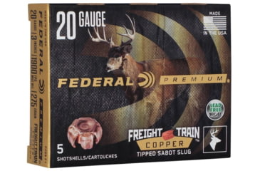 Image of Federal Freight Train Copper Sabot 20 Gauge 275 Grain 3in Slug Shotgun Ammo, 5 Round, P209 FT