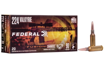 Image of Federal Premium Fusion MSR Rifle Ammo, .224 Valkyrie, Fusion Soft Point, 90 grain, 20 Rounds, F224VLKMSR1