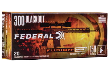 Image of Federal Fusion MSR .300 AAC Blackout 150 Grain Soft Point Centerfire Rifle Ammo, 20 Rounds, F300BMSR2