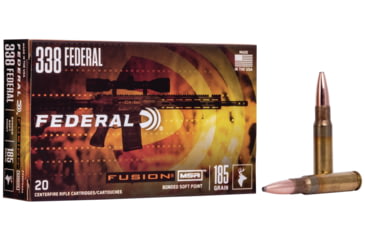 Image of Federal Premium Fusion MSR Rifle Ammo, .338 Federal, Fusion Soft Point, 185 grain, 20 Rounds, F338FMSR2
