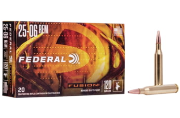 Image of Federal Fusion .25-06 120 Grain Soft Point Centerfire Rifle Ammo, 20 Rounds, F2506FS1
