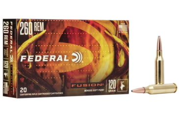 Image of Federal Premium Fusion Rifle Ammo, .260 Remington, Fusion Soft Point, 120 grain, 20 Rounds, F260FS1
