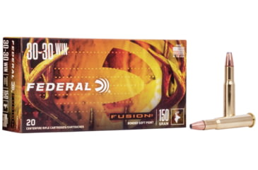 Image of Federal Fusion .30-30 Winchester 150 Grain Soft Point Centerfire Rifle Ammo, 20 Rounds, F3030FS1