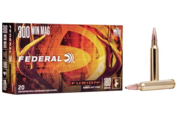 Image of Federal Fusion .300 Winchester Magnum 180 Grain Soft Point Centerfire Rifle Ammo, 20 Rounds, F300WFS3