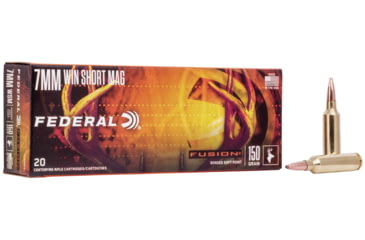 Image of Federal Premium Fusion Rifle Ammo, 7mm Winchester Short Magnum, Fusion Soft Point, 150 grain, 20 Rounds, F7WSMFS1