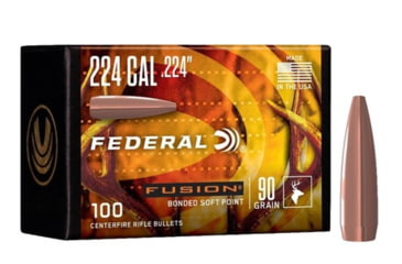 Image of Federal Fusion Component Bullet .224 Rifle Bullet, 90 Grain, Soft Point, 100 Bullets, FB224F1