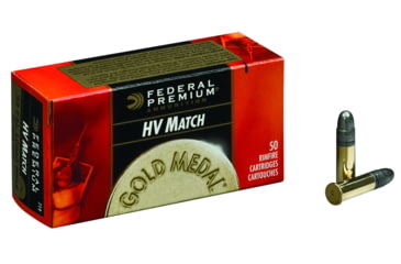 Image of Federal Premium Gold Medal HV Match Rimfire .22 Long Rifle 40 Grain Lead Round Nose Rimfire Ammo, 50 Rounds, 719