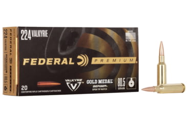 Image of Federal Premium Gold Medal Rifle Ammo, .224 Valkyrie, Berger Boat Tail Target, 80.5 grain, 20 Rounds, GM224VLKBH2