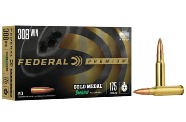 Image of Federal Premium Gold Medal Rifle Ammo, .308 Winchester, Sierra MatchKing Boat Tail Hollow Point, 175 grain, 20 Rounds, GM308M2