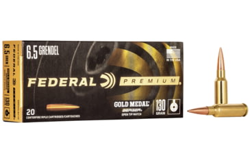 Image of Federal Premium Gold Medal Rifle Ammo, 6.5mm Grendel, Berger AR Hybrid Open Tip Match, 130 grain, 20 Rounds, GM65GDLBH130