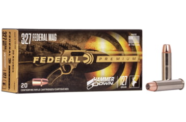 Image of Federal Premium HammerDown 327 Magnum 127 Grain Bonded Hollow Point Nickel-Plated Cased Centerfire Pistol Ammo, 20 Rounds, LG327F1