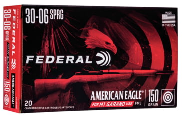 Image of Federal Premium M1 GARAND .30-06 Springfield 150 Grain Full Metal Jacket Centerfire Rifle Ammo, 20 Rounds, AE3006M1