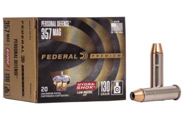 Image of Federal Premium Personal Defense Pistol Ammo, .357 Magnum, Hydra-Shok Jacketed Hollow Point, 130 grain, 20 Rounds, PD357HS2 H