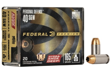 Image of Federal Premium Personal Defense Pistol Ammo, .40 S&amp;W, Hydra-Shok Deep Jacketed Hollow Point, 165 grain, 20 Rounds, P40HSD1