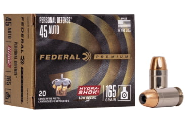 Image of Federal Premium Personal Defense Pistol Ammo, .45 ACP, Hydra-Shok Jacketed Hollow Point, 165 grain, 20 Rounds, PD45HS3 H