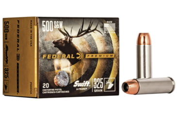 Image of Federal Premium .500 S&amp;W Magnum 325 Grain Swift A-Frame Brass Centerfire Pistol Ammo, 20 Rounds, P500SA