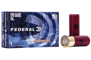 Image of Federal Premium Power Shok 12 Gauge 1oz Power Shok Sabot Slug Centerfire Shotgun Ammo, Rifled Slug Shot, 5 Rounds, F127 SS2